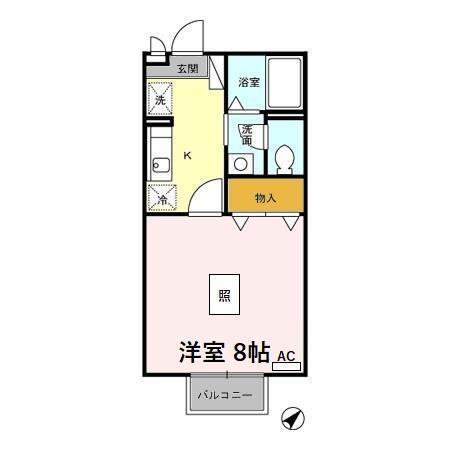 セジュールSE(1K/1階)の間取り写真