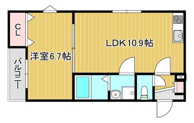 LA-CREA ZⅡ(1LDK/2階)の間取り写真