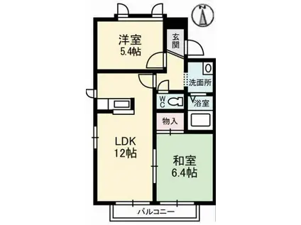 ツインマークII(2LDK/2階)の間取り写真