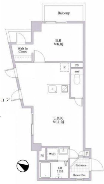 中目黒コート NAKAMEGURO COURT(1LDK/5階)の間取り写真