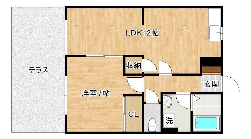 カンパーニュ(1LDK/1階)の間取り写真