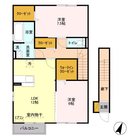 セイチ上近江 E201(2LDK/2階)の間取り写真