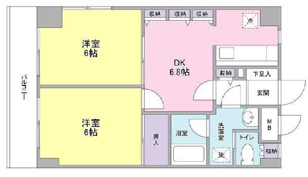 メゾーネジュンビッグ(2DK/2階)の間取り写真