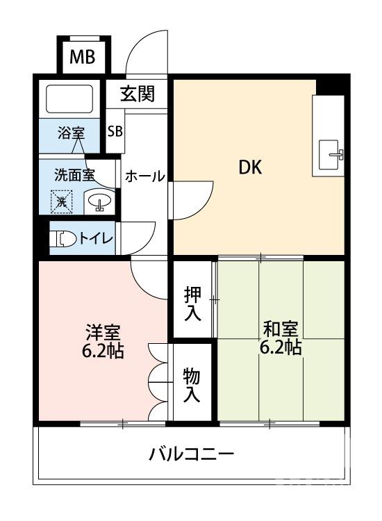 コート上野芝(2DK/3階)の間取り写真
