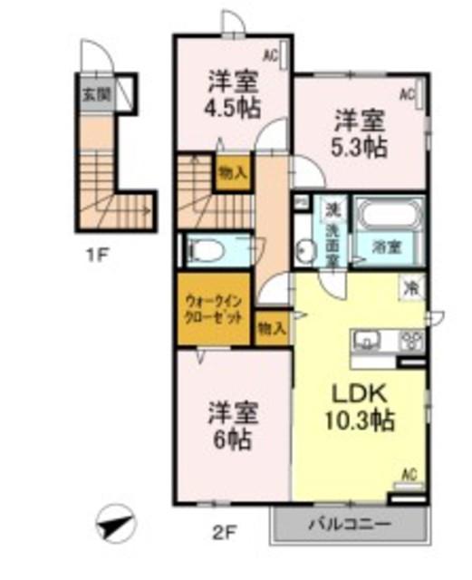 ウエストパーク西台(3LDK/2階)の間取り写真