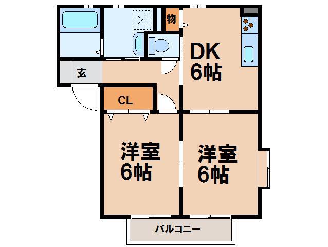 アムール・ヒロ(2DK/2階)の間取り写真