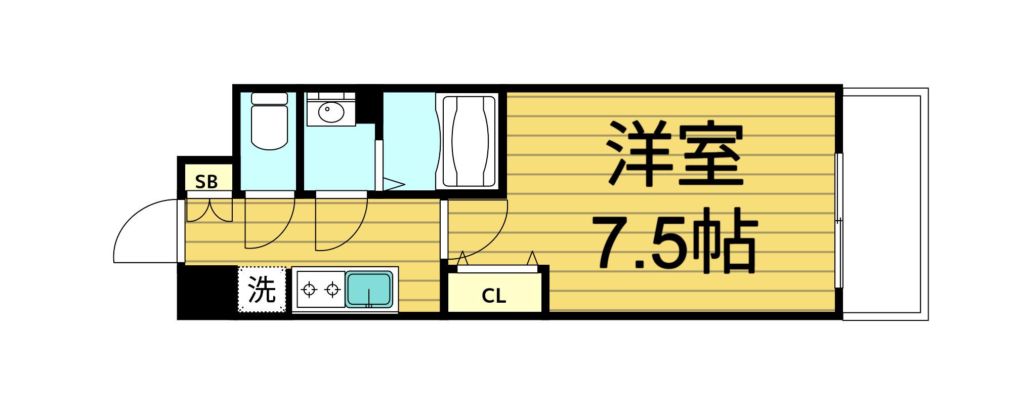 ソルテラスOSAKAJO EST(1K/6階)の間取り写真
