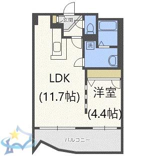 ビッグパレス中島公園(1LDK/8階)の間取り写真