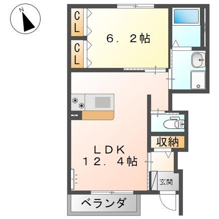 ミラドール(1LDK/1階)の間取り写真