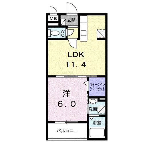アーバンコート堀川西(1LDK/5階)の間取り写真