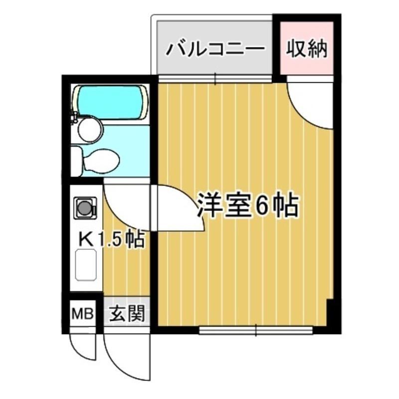 ハイム上高地(1K/2階)の間取り写真
