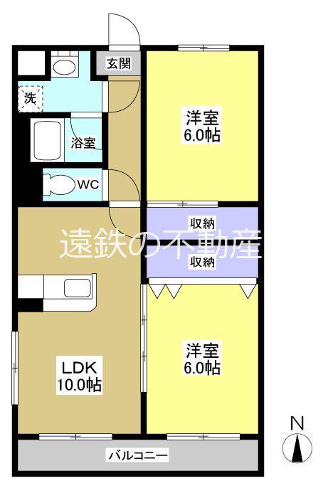 クラウディアII(2LDK/2階)の間取り写真