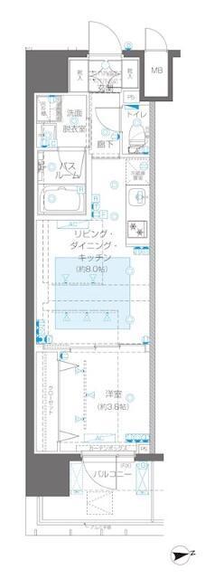 ZOOM新宿御苑前(1LDK/6階)の間取り写真
