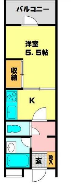 グランドルーシス(1K/2階)の間取り写真