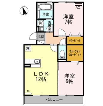 サンガーデニアA棟(2LDK/3階)の間取り写真