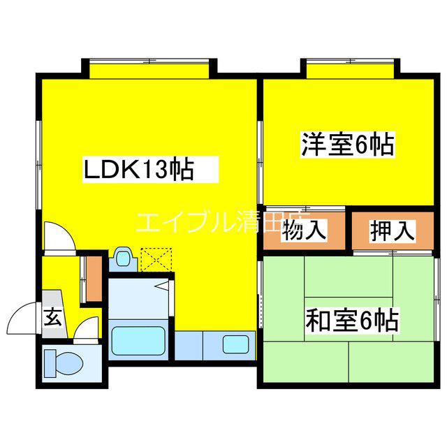 第14大成コーポ(2LDK/3階)の間取り写真