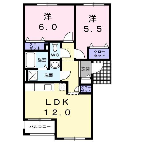PALDEA(2LDK/2階)の間取り写真