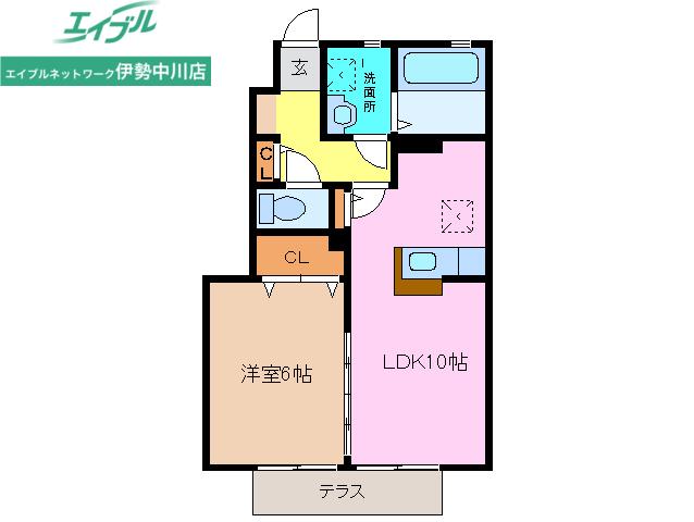 グレイス プレジオ B棟(1LDK/1階)の間取り写真