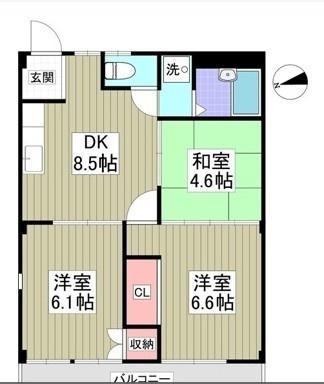 メゾンサクセスB(3DK/2階)の間取り写真