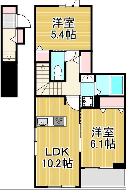 パラッツォ ビアンカ(2LDK/2階)の間取り写真