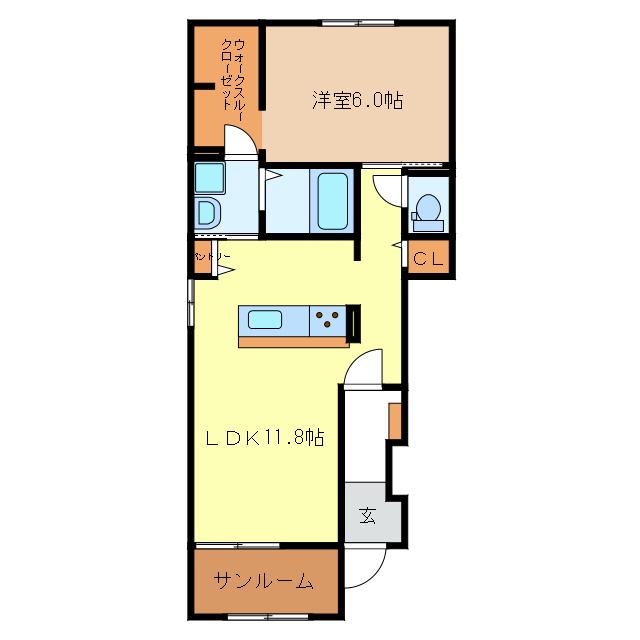 アステール(1LDK/1階)の間取り写真