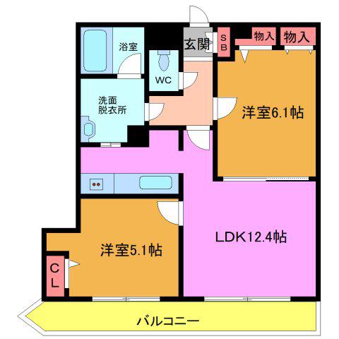 イリップス船堀(2LDK/4階)の間取り写真