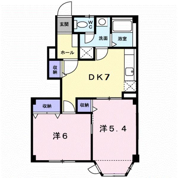 イーズⅥ(2DK/1階)の間取り写真