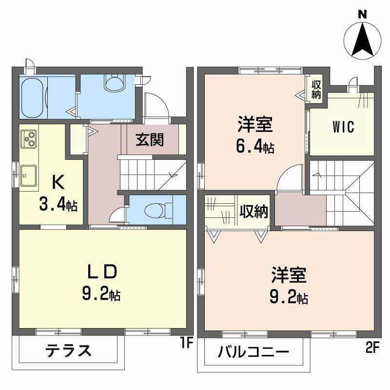 パルモ夢み台N(2LDK/1階)の間取り写真
