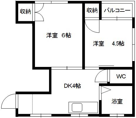 アイランドビル(2DK/4階)の間取り写真