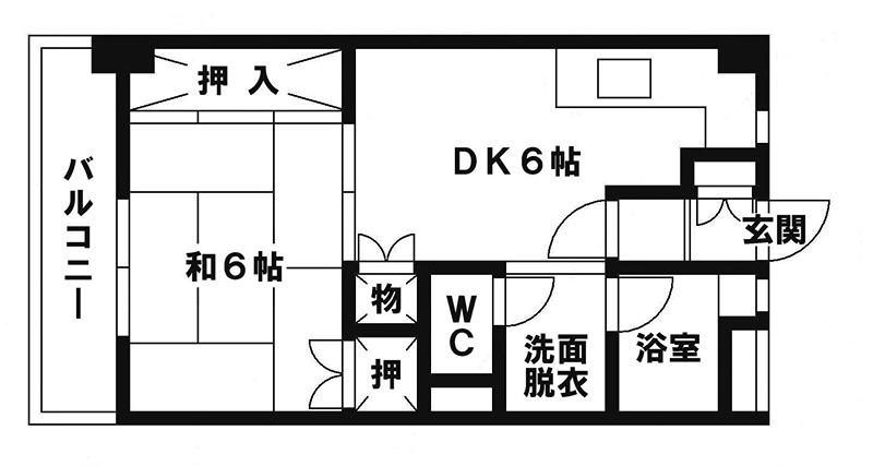 第12岡部ビル(1DK/3階)の間取り写真