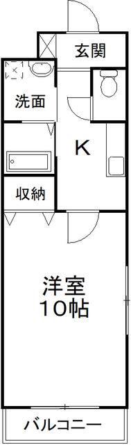 フォレストリバー(1K/3階)の間取り写真