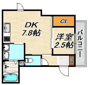 御船D-ROOM(1DK/1階)の間取り写真