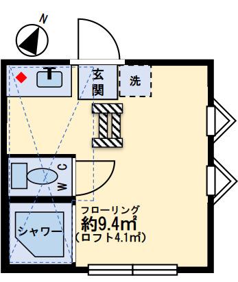 フェリスバニラ(ワンルーム/1階)の間取り写真
