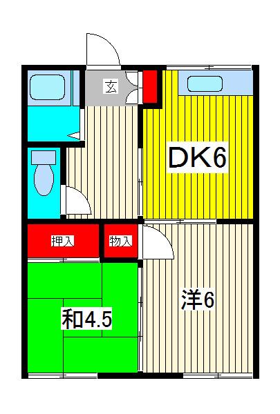 ハイツ小林(2DK/2階)の間取り写真