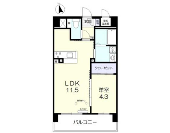 サンセール東古松II(1LDK/2階)の間取り写真