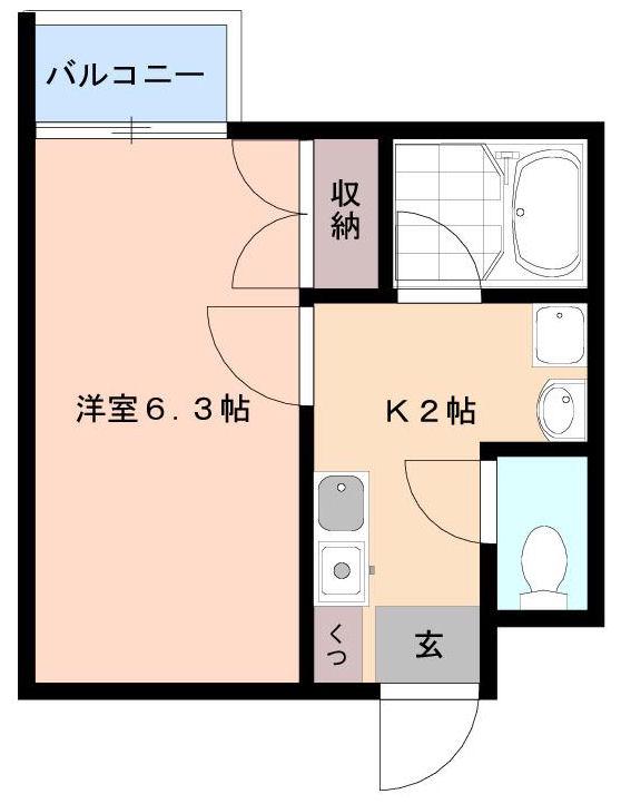 グレイス旗の台(1K/2階)の間取り写真