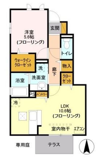 ルピナス壱番館(1LDK/1階)の間取り写真