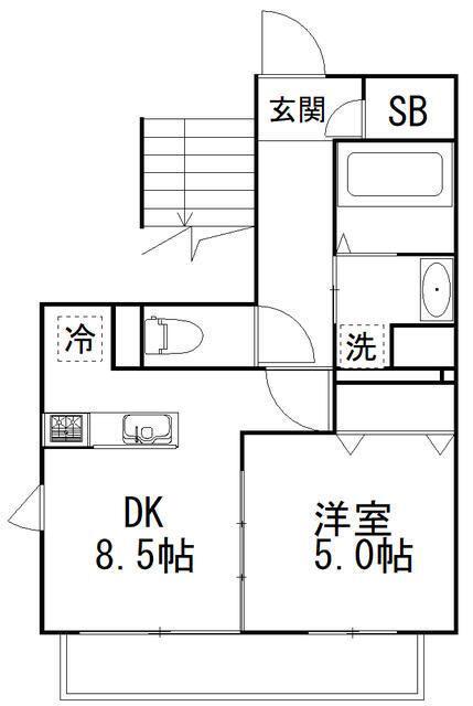 ティーズハイツ緑が丘(1DK/1階)の間取り写真
