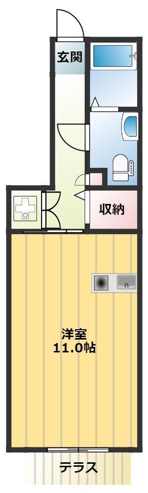 ブルーローズ(ワンルーム/1階)の間取り写真