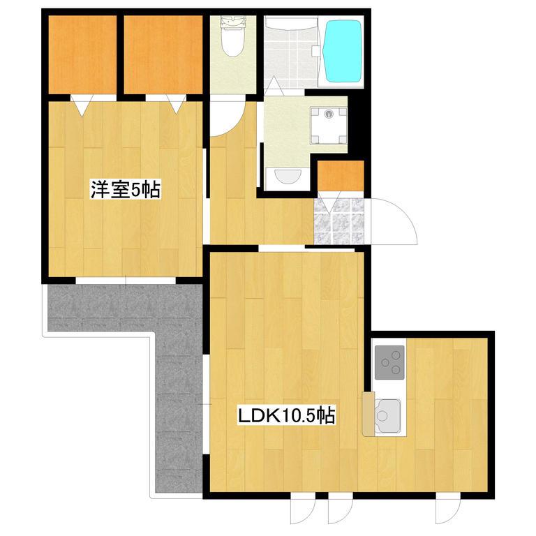 HEBEL MAISON壱番館ヘーベルメゾンイチバンカン(1LDK/2階)の間取り写真