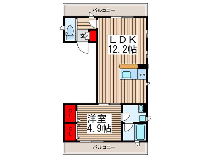 PARQUE VERDE(1LDK/2階)の間取り写真