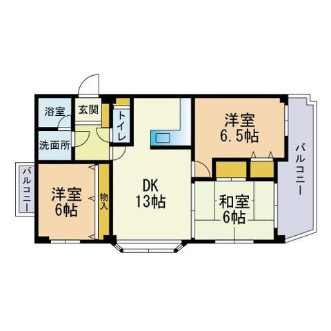 メルローズ寺塚(3LDK/3階)の間取り写真