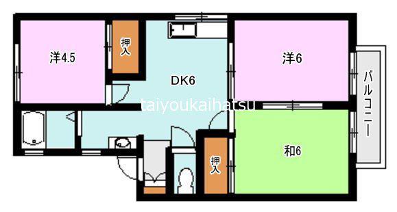 コンフォート伊敷台(3DK/1階)の間取り写真