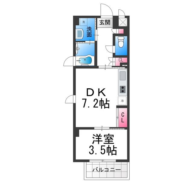 NOUVELLE VIE(1DK/3階)の間取り写真
