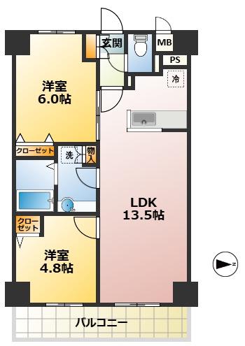 シルフィッド(2LDK/3階)の間取り写真
