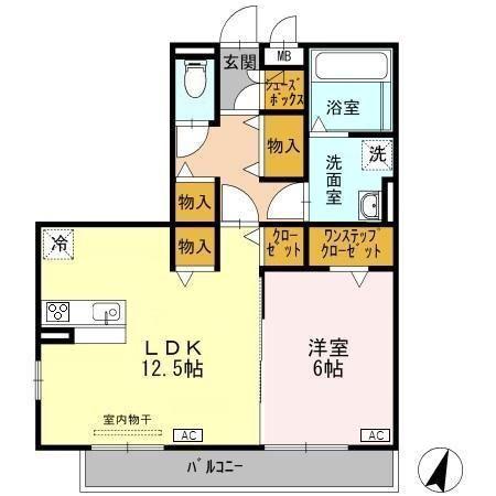 デュオ南太閤山(1LDK/1階)の間取り写真
