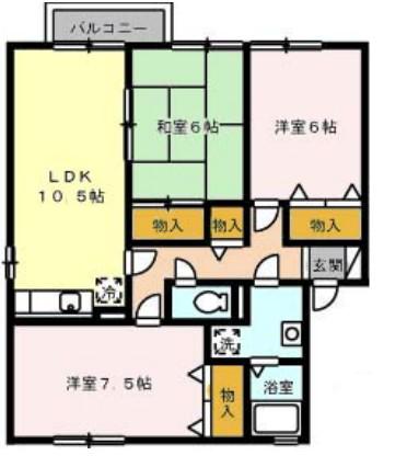 ルミエール A棟(3LDK/1階)の間取り写真