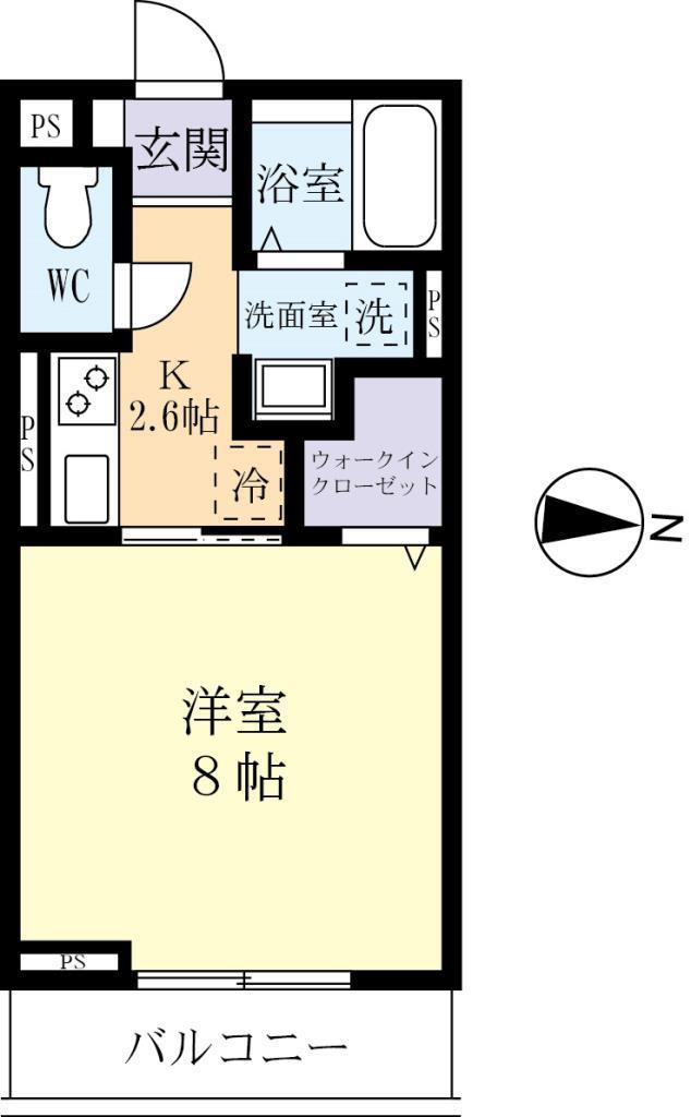 R・Z-1(1K/3階)の間取り写真