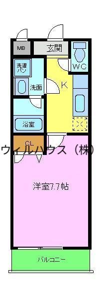 フジパレス初芝駅南Ⅱ番館(1K/1階)の間取り写真