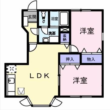 フラット有瀬(2LDK/1階)の間取り写真